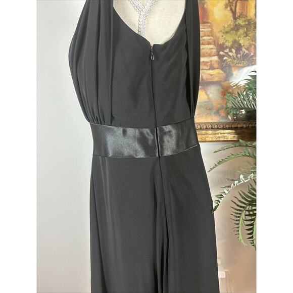 Jessica Howard Dress Women's 8 Black Sleeveless Draping Pleated V-Neck Collarles - Picture 9 of 14